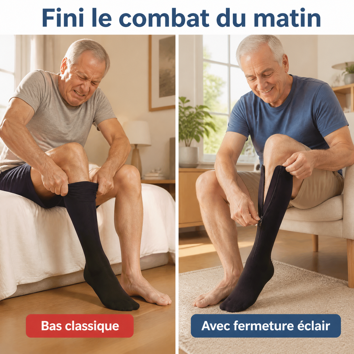 Bas de Compression Zippés – Jambes Légères et Confortables
