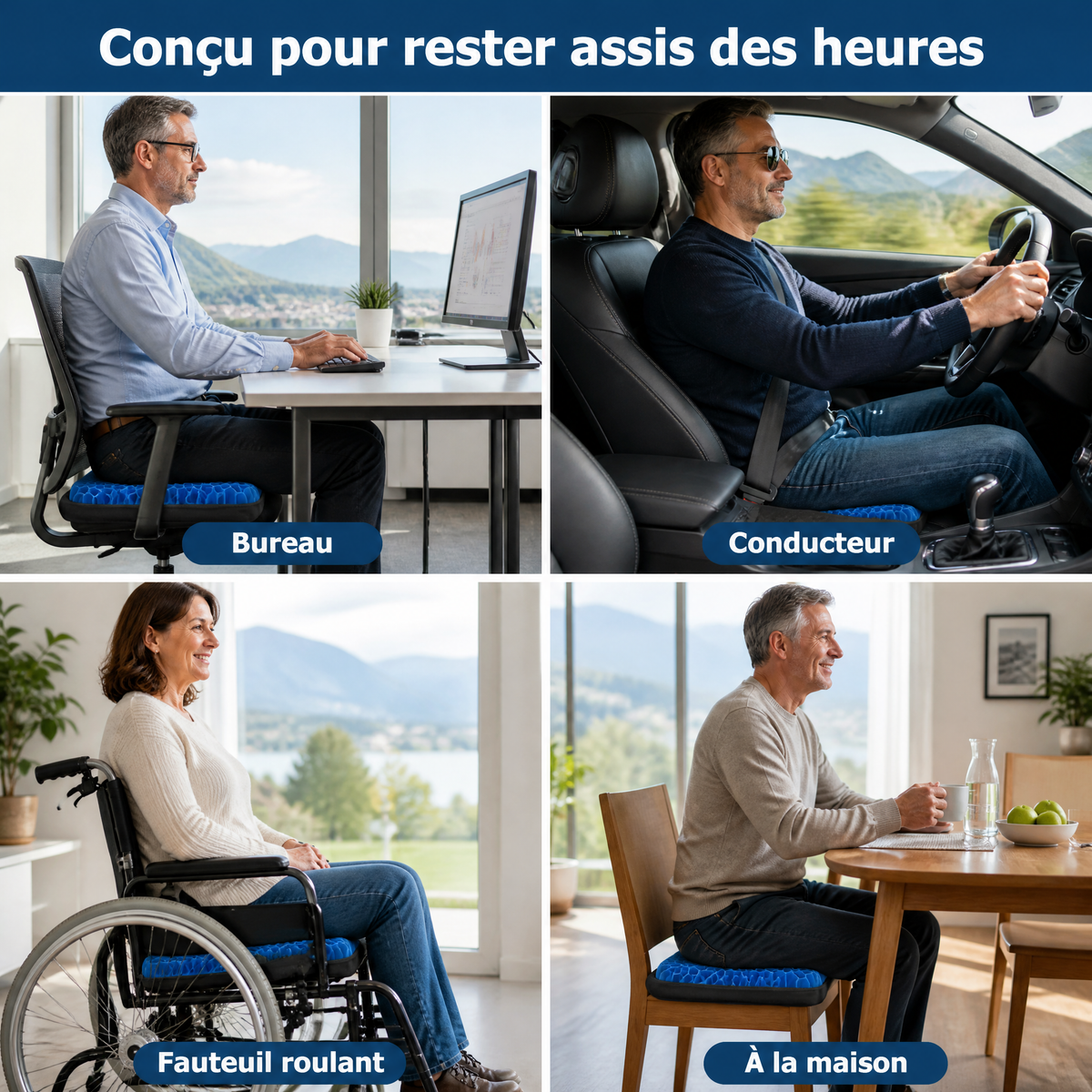 Coussin Gel Confort – Soulagement Instantané & Assise Durable