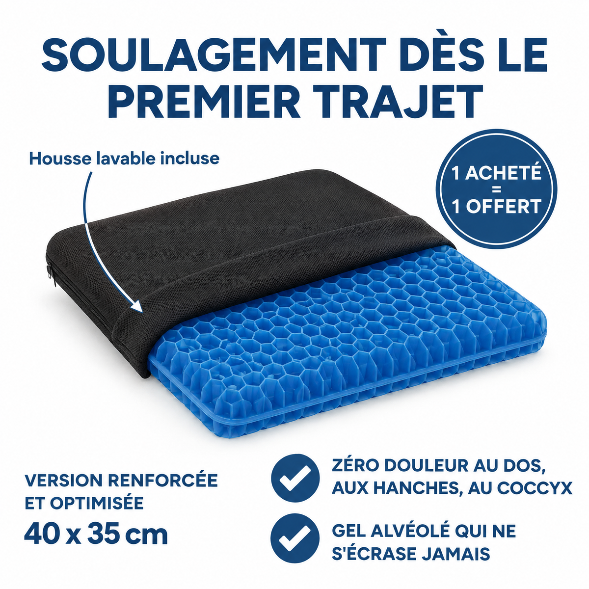 Coussin Gel Confort – Soulagement Instantané & Assise Durable