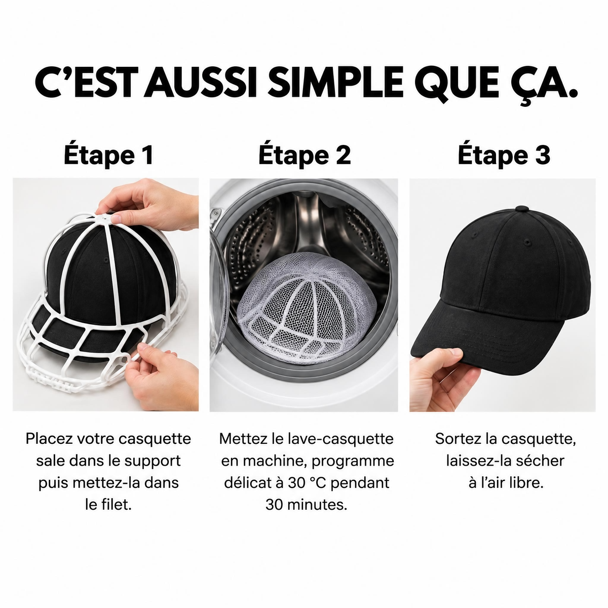Lave-Casquette – Vos casquettes propres en machine, sans perdre leur forme