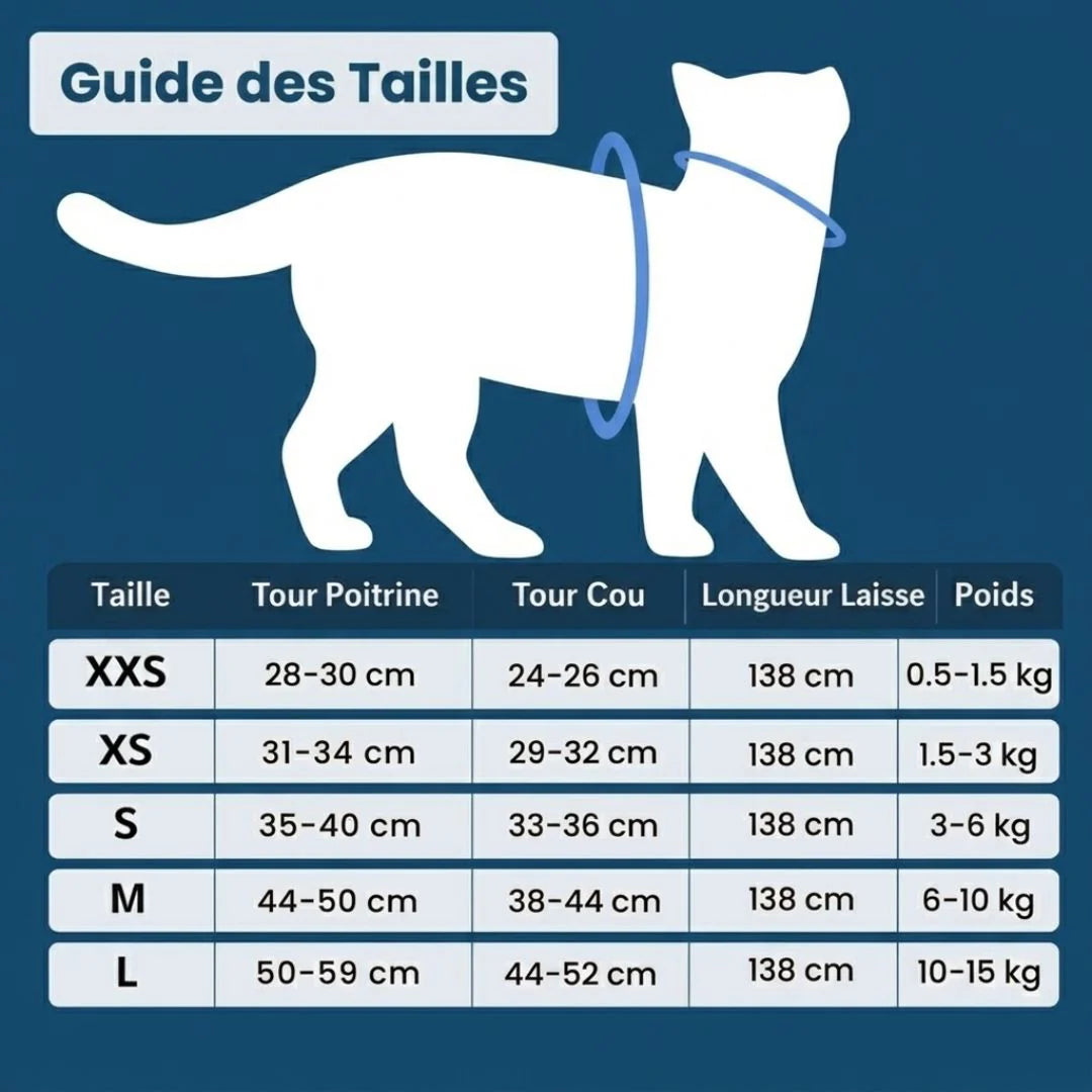 Confort et Sécurité : Harnais Anti-Fuite pour Chat avec Laisse Offerte