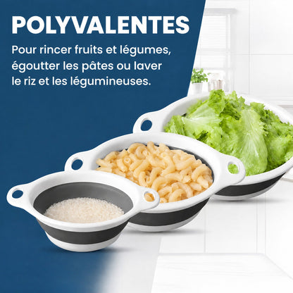 FlexiPass – 3 passoires qui se rangent à plat, fini les placards encombrés