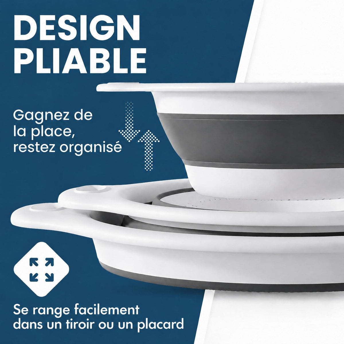 FlexiPass – 3 passoires qui se rangent à plat, fini les placards encombrés